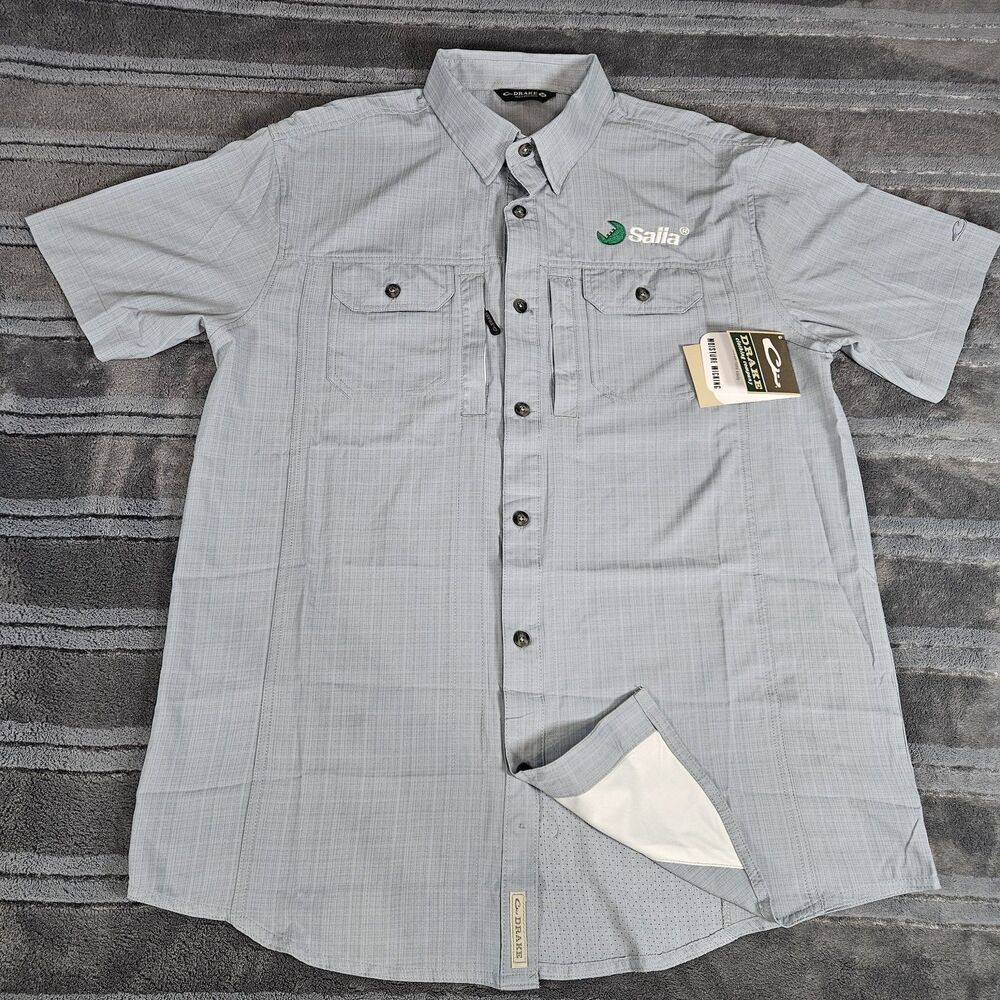 Drake Waterfowl Men’s Wingshooter Trey Cross Hatch Short Sleeve Shirt size M